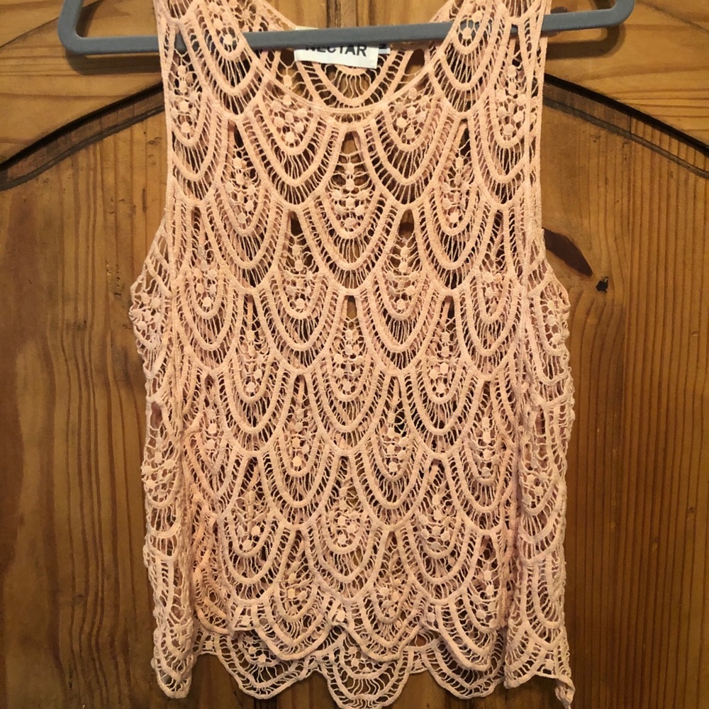 SUPER cute sheer lace pink top!! 💕